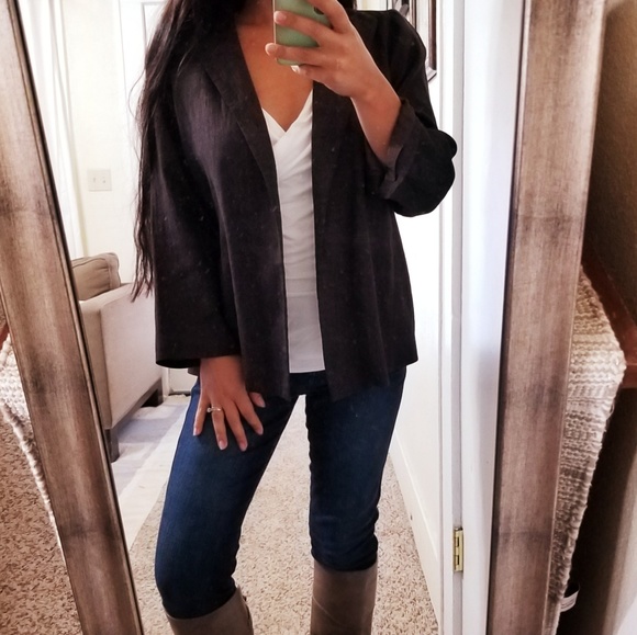 Eileen Fisher Jackets & Blazers - Eileen Fisher Silk Wool Brown Open Blazer M Work